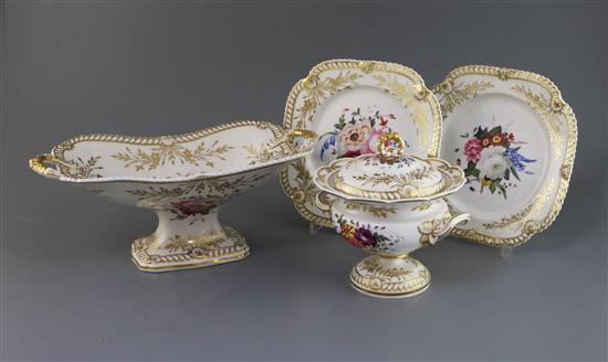 A Chamberlains Worcester botanical dessert service, c.1820-30, H. 18cm